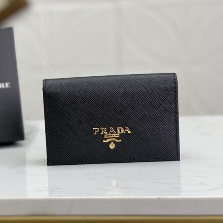 High quality Prada men card holder small wallet front iconic logo pattern-1
