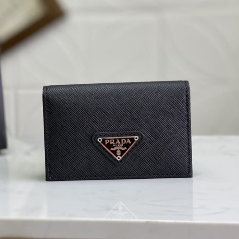 High quality Prada men card holder small wallet front iconic logo pattern-1