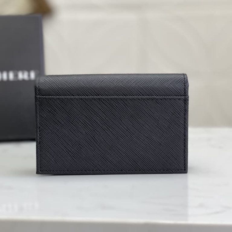 High quality Prada men card holder small wallet front iconic logo pattern-2