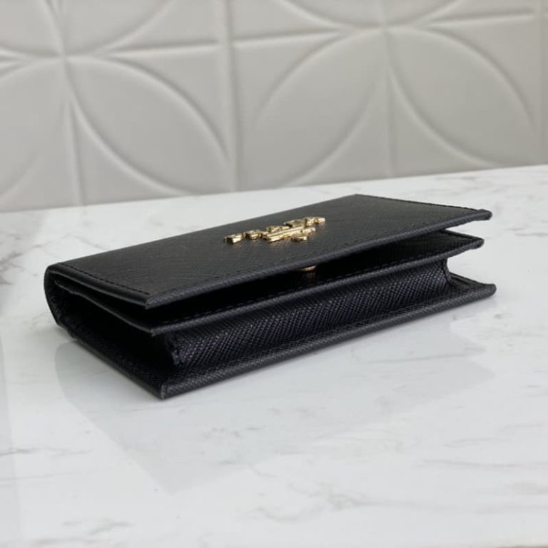 High quality Prada men card holder small wallet front iconic logo pattern-3