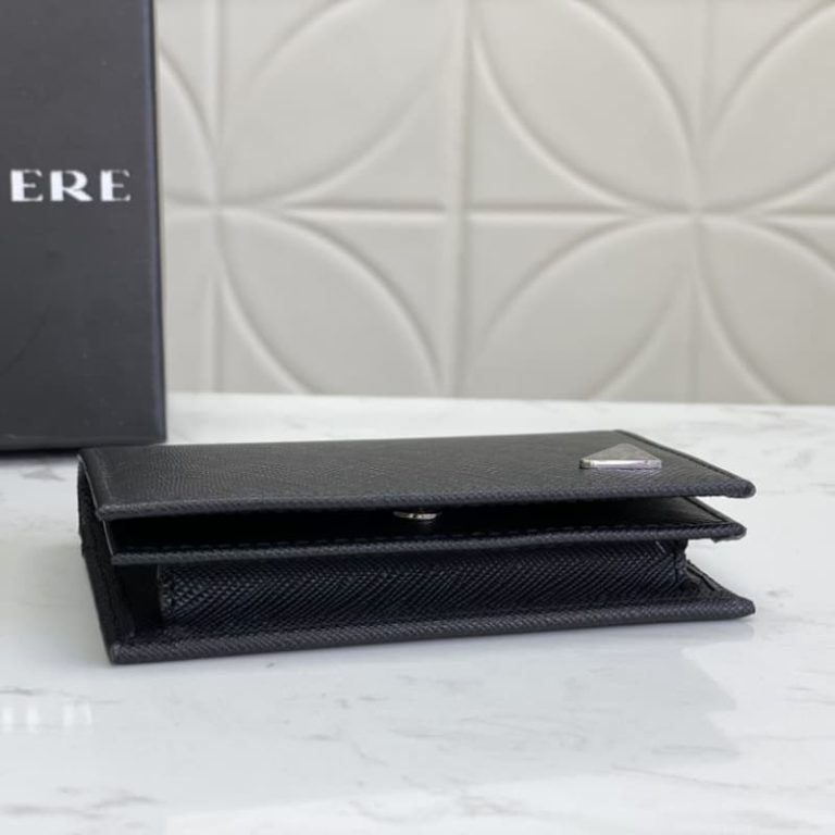 High quality Prada men card holder small wallet front iconic logo pattern-3