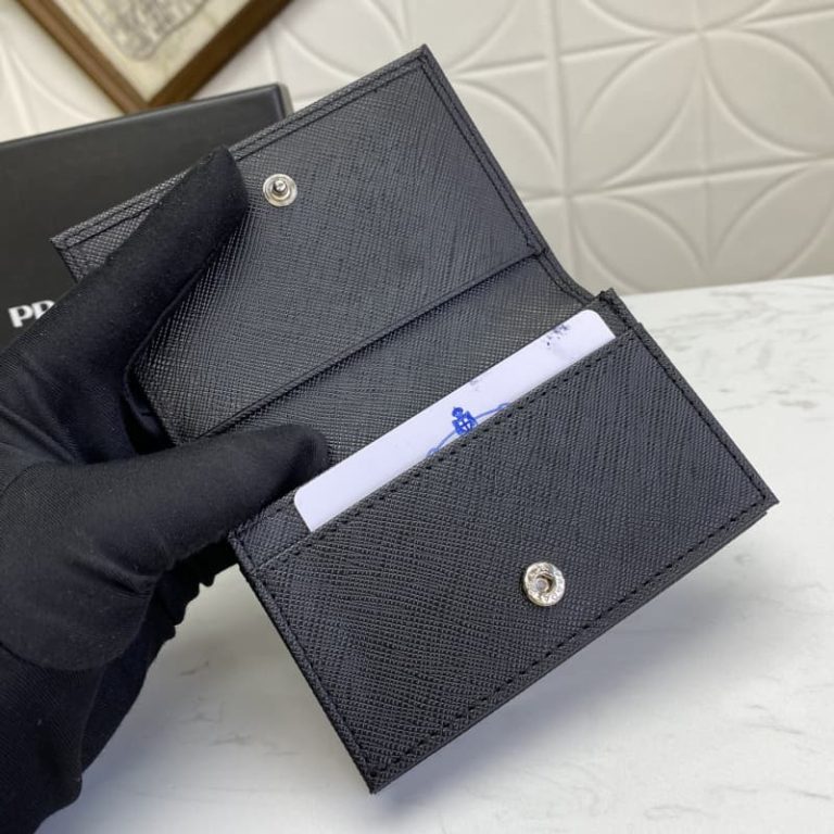 High quality Prada men card holder small wallet front iconic logo pattern-4