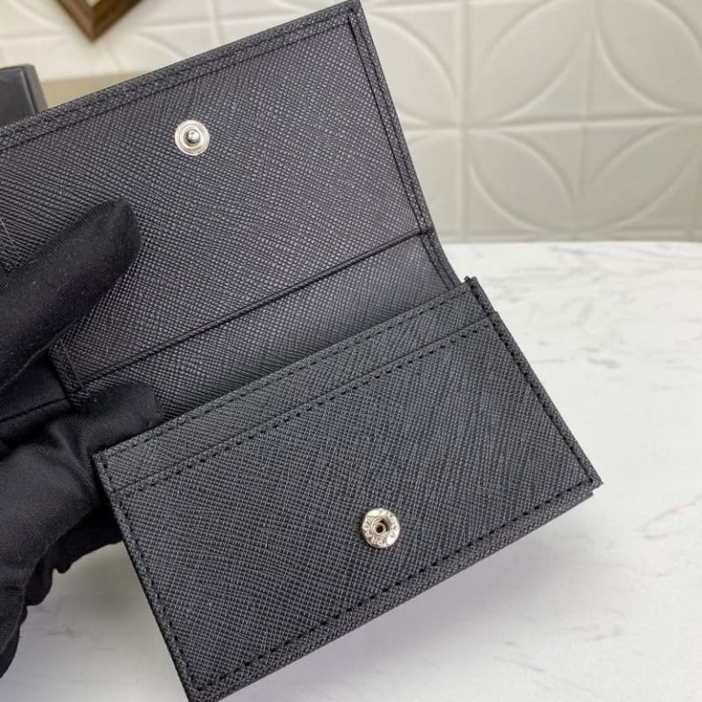 High quality Prada men card holder small wallet front iconic logo pattern-4