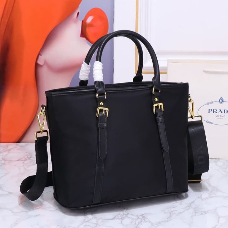 High quality Prada women shoulder bag men handbag shopping bag's curved design front iconic logo pattern-2