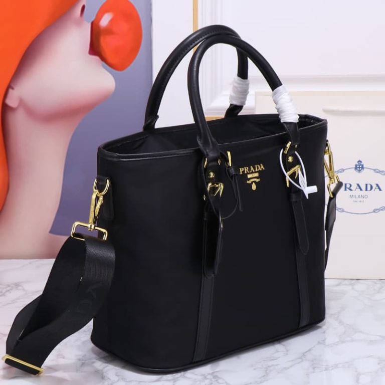 High quality Prada women shoulder bag men handbag shopping bag's curved design front iconic logo pattern-5