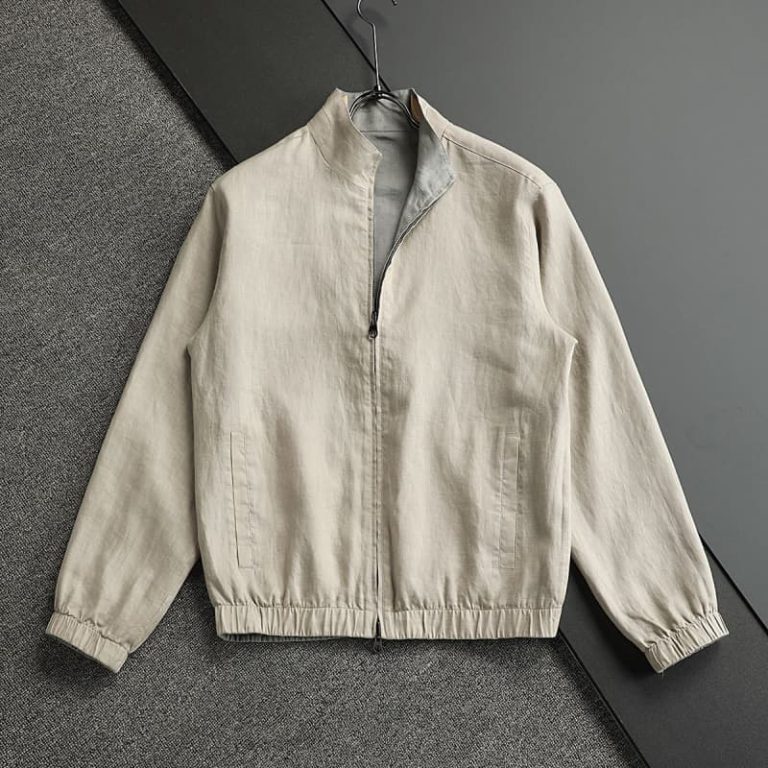 Popular 100% French Rain Dew Linen Fabric Double-sided Jacket Jacket Coffee Gray Green 48-56-1