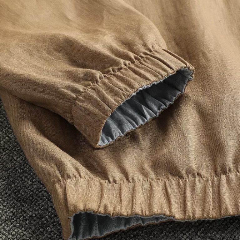 Popular 100% French Rain Dew Linen Fabric Double-sided Jacket Jacket Coffee Gray Green 48-56-5