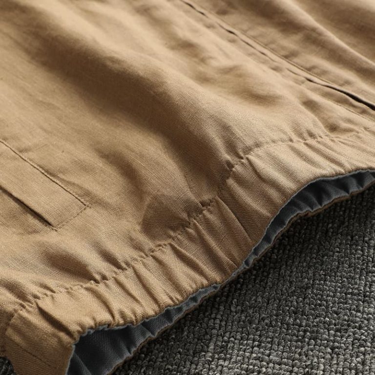 Popular 100% French Rain Dew Linen Fabric Double-sided Jacket Jacket Coffee Gray Green 48-56-7